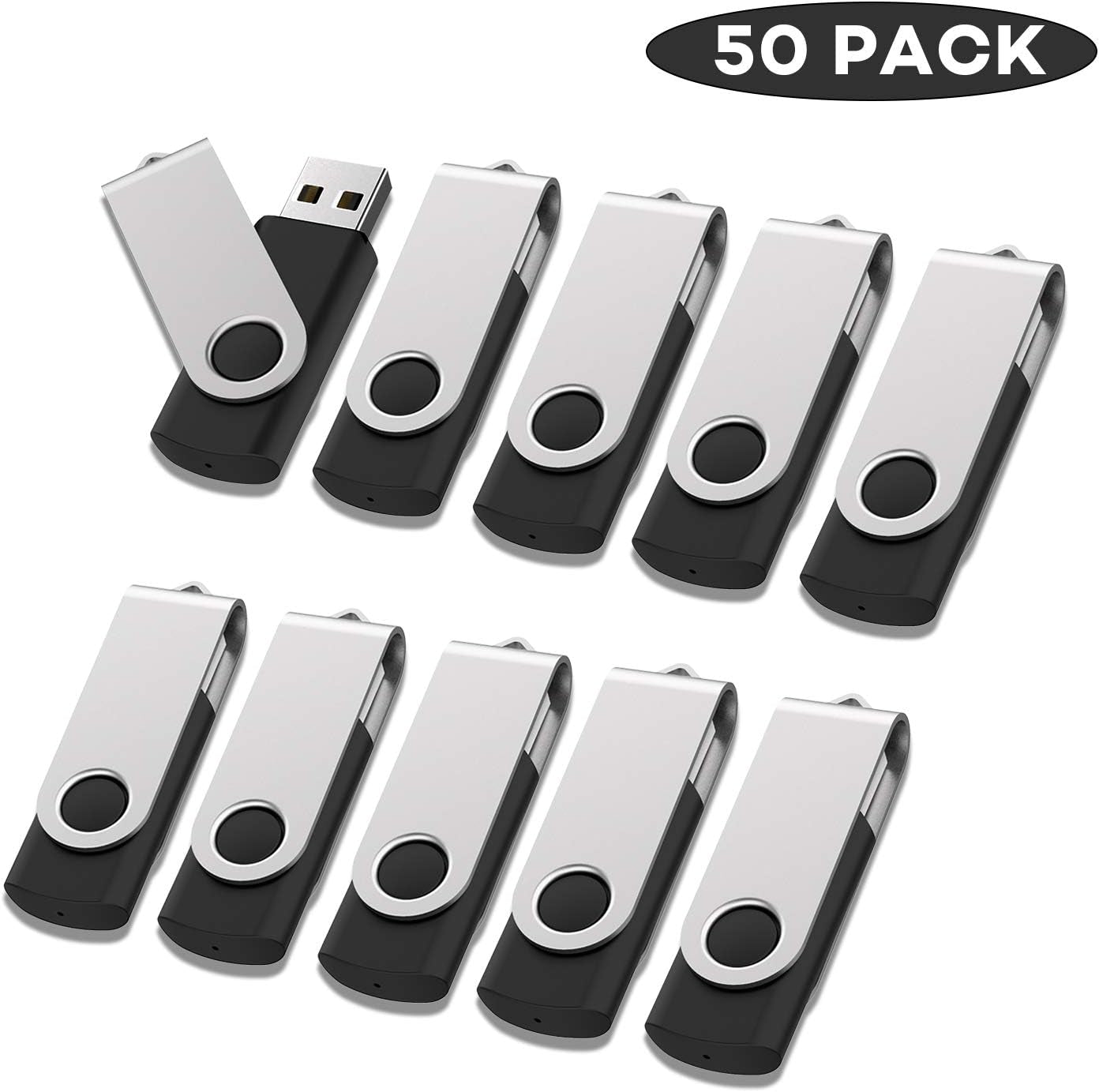 64GB USB Flash Drive - 5-Pack Retractable Memory Sticks (USB 2.0) in Black, Red, Blue, Green, and Purple for Data Storage