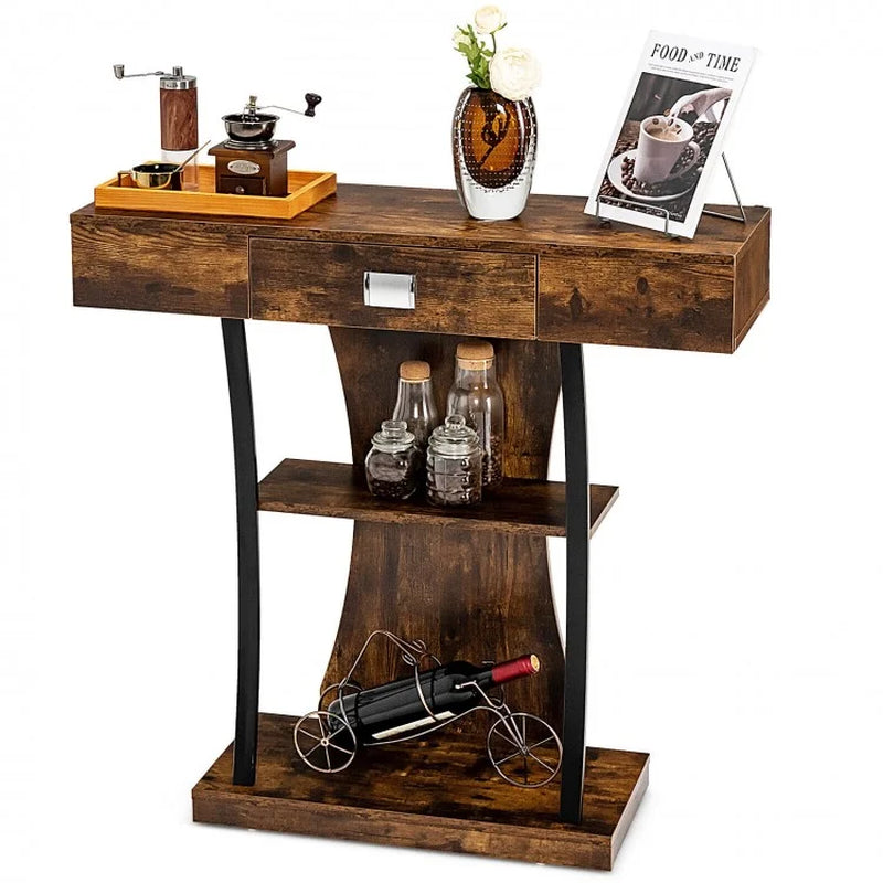 Elegant Console Table with Drawer and Two-Tier Shelving for Entryway and Living Room
