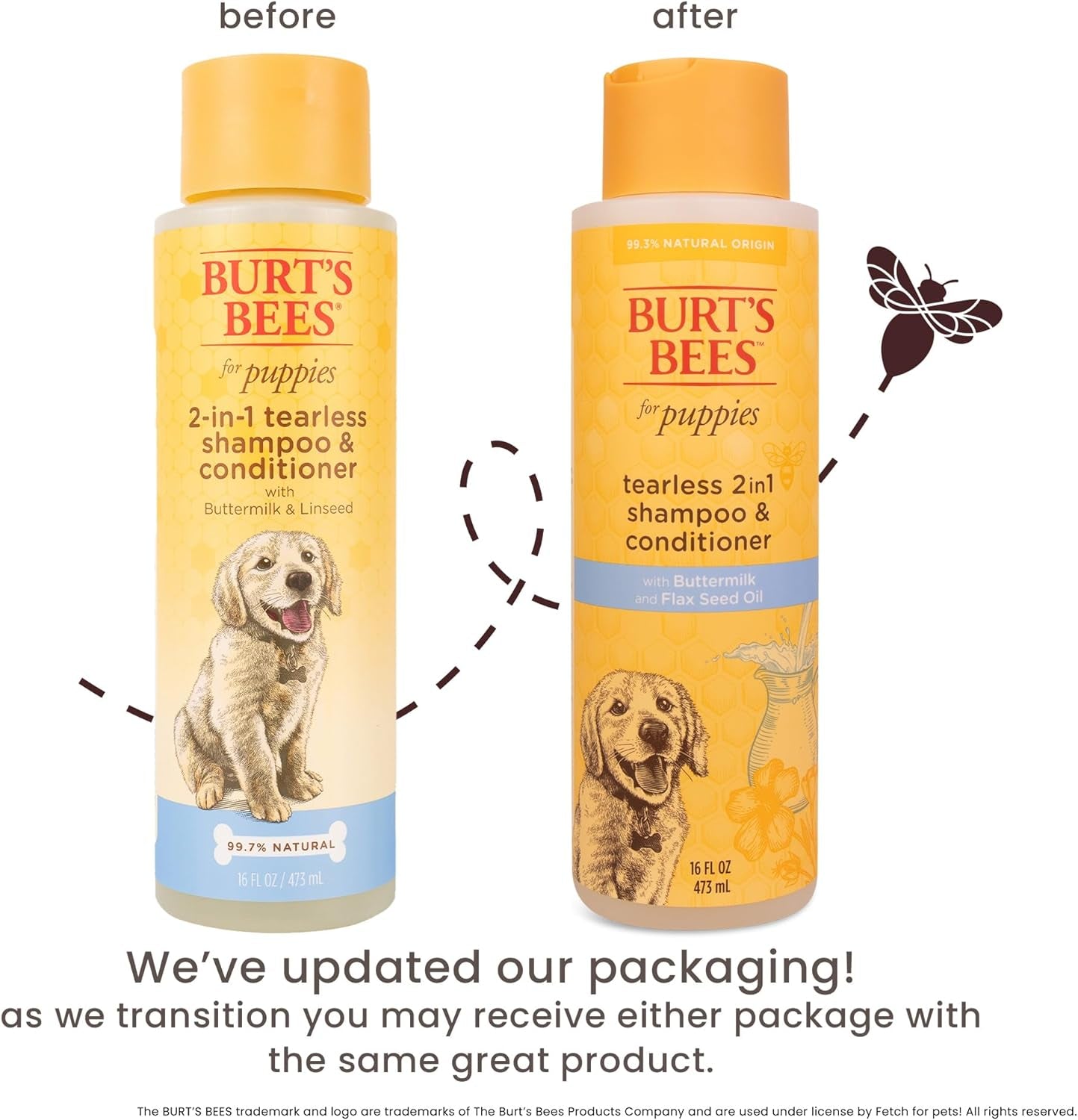 Natural Tearless 2-in-1 Shampoo, Conditioner - Puppies | Enriched Buttermilk, Linseed Oil | Gentle Formula