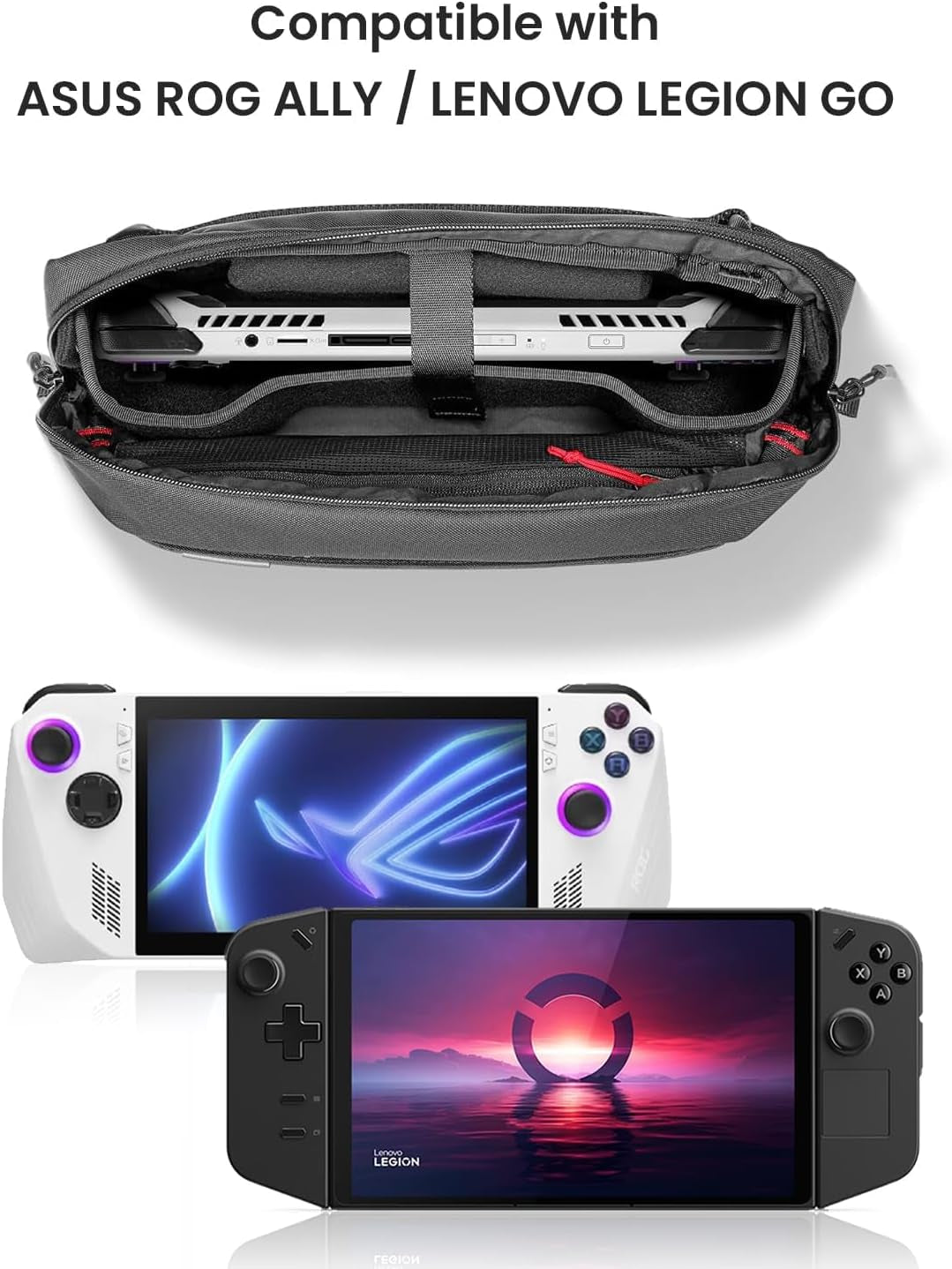 Portable Carrying Case for Steam Deck, Steam Deck OLED, Legion Go, and Asus ROG Ally - Protective Shoulder Bag with Storage Pockets