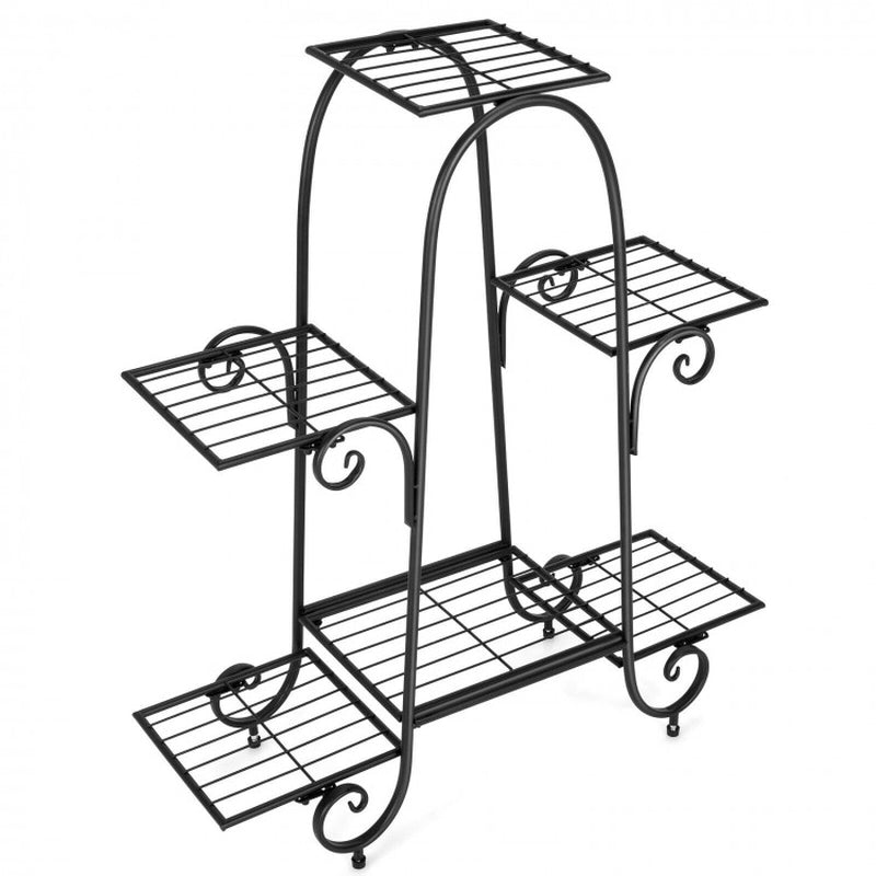 6-Tier Adjustable Plant Stand with Stabilizing Foot Pads