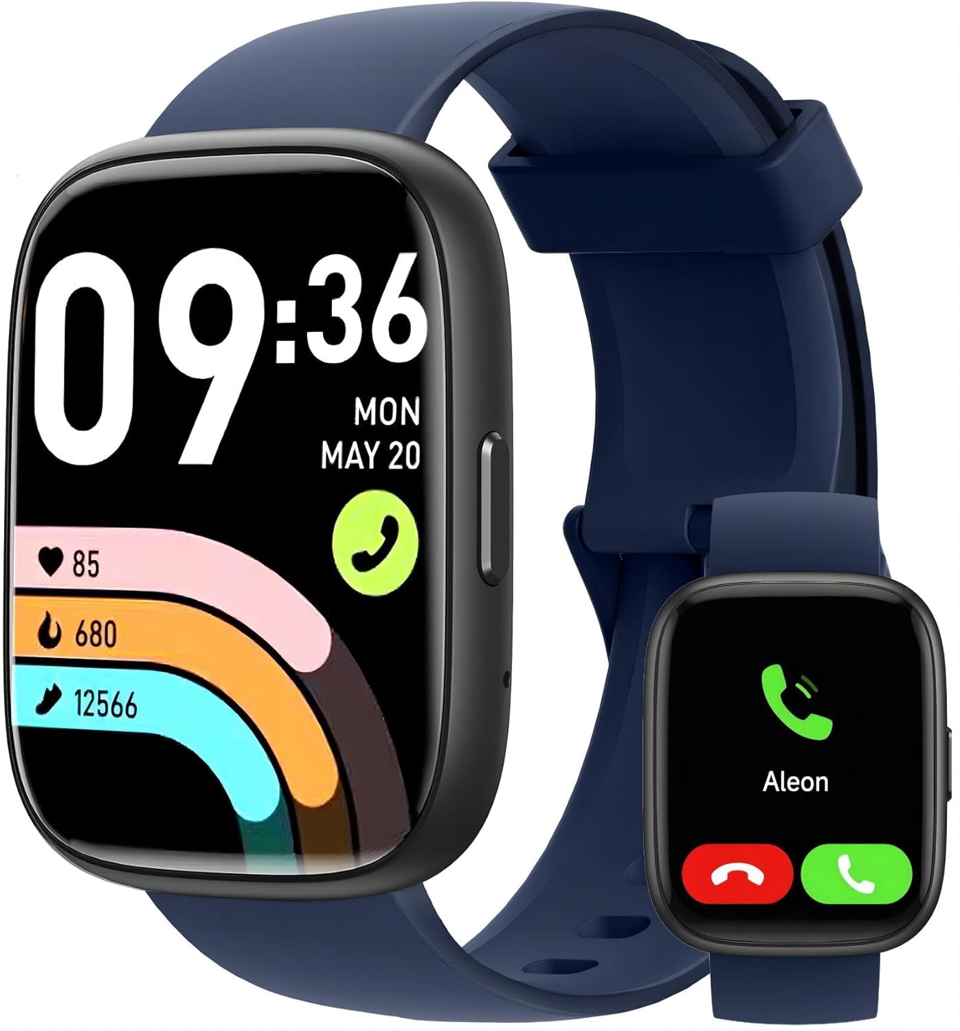 Smartwatch with Call Functionality, Built-in Alexa, 1.83" HD Touchscreen, Fitness Tracking, Heart Rate, SpO2, Sleep Monitoring, IP68 Waterproof, 100 Sports Modes