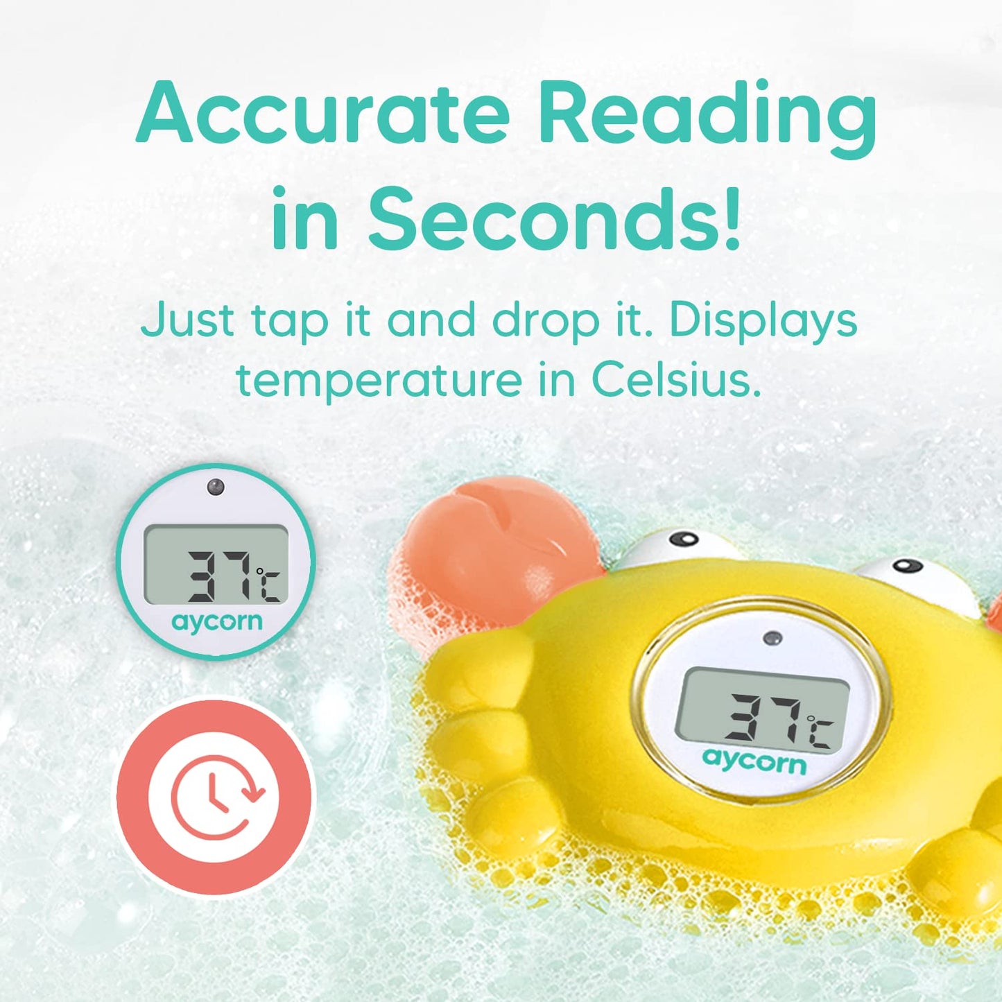 Digital Baby Bath Thermometer for Safety - Celsius Water, Room Temperature Monitor - LED Display, Floating Infant Bath Toy