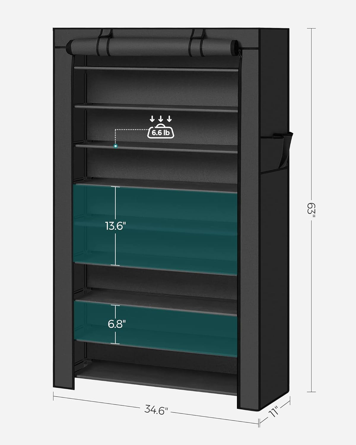 9-Tier Shoe Organizer with Nonwoven Fabric Cover - Storage Solution for 40-50 Pairs of Shoes, Black