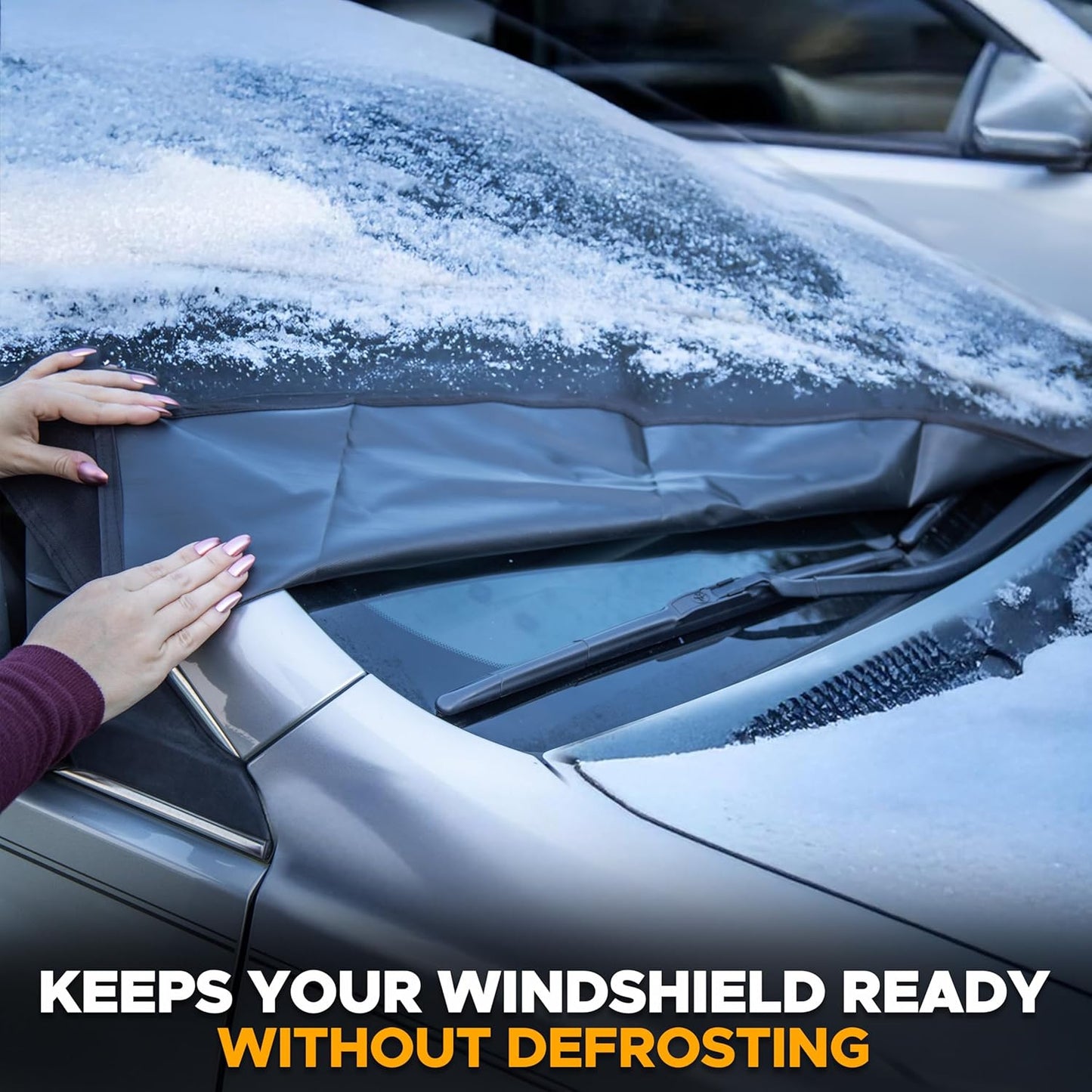 Windshield Cover for Ice and Snow | Enhanced 600D Oxford Fabric | Durable | Standard Size (69 X 42 Inches)