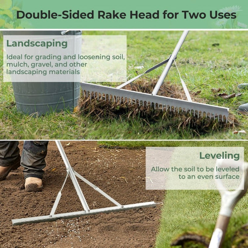 Professional Aluminum Rake with 36-Inch Wide Head and 68-Inch Handle