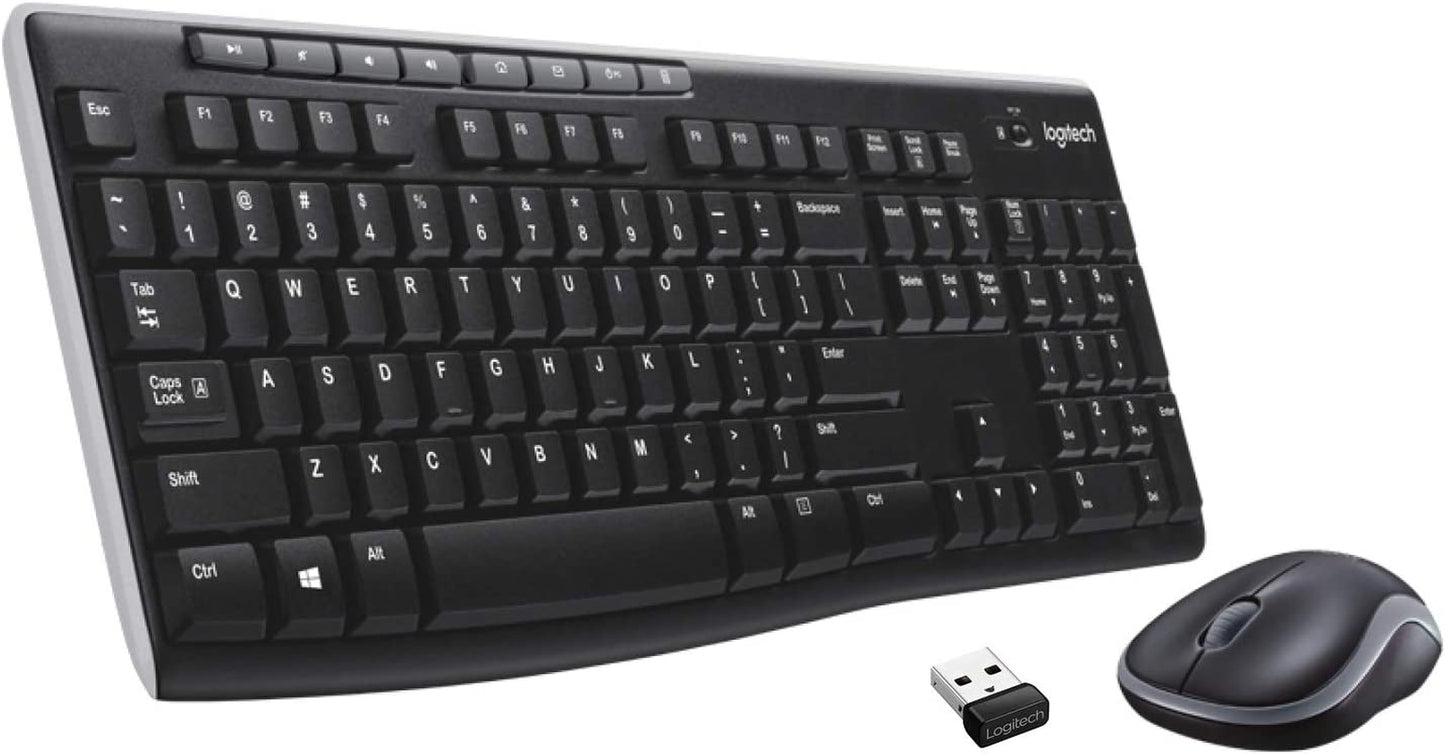 Wireless Keyboard and Mouse Combo for Windows - 2.4 GHz Connectivity, Compact Design, 8 Multimedia and Shortcut Keys, 2-Year Battery Life