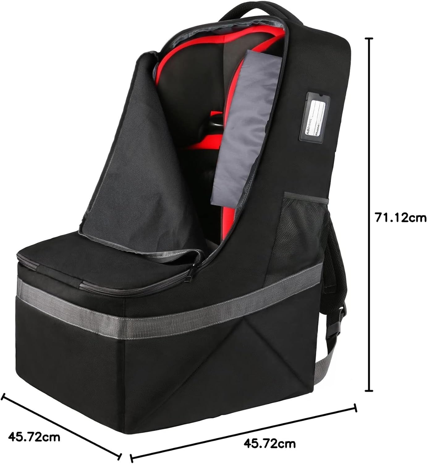 Padded Car Seat Travel Bag with Shoulder Strap - Large Carrier for Airport Gate Check and Infant Seats - Black