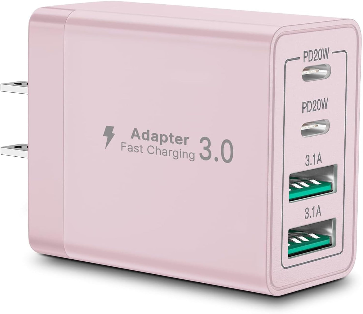 40W Dual USB-C Wall Charger - Fast Charging Power Adapter with PD and QC for iPhone and Android Devices