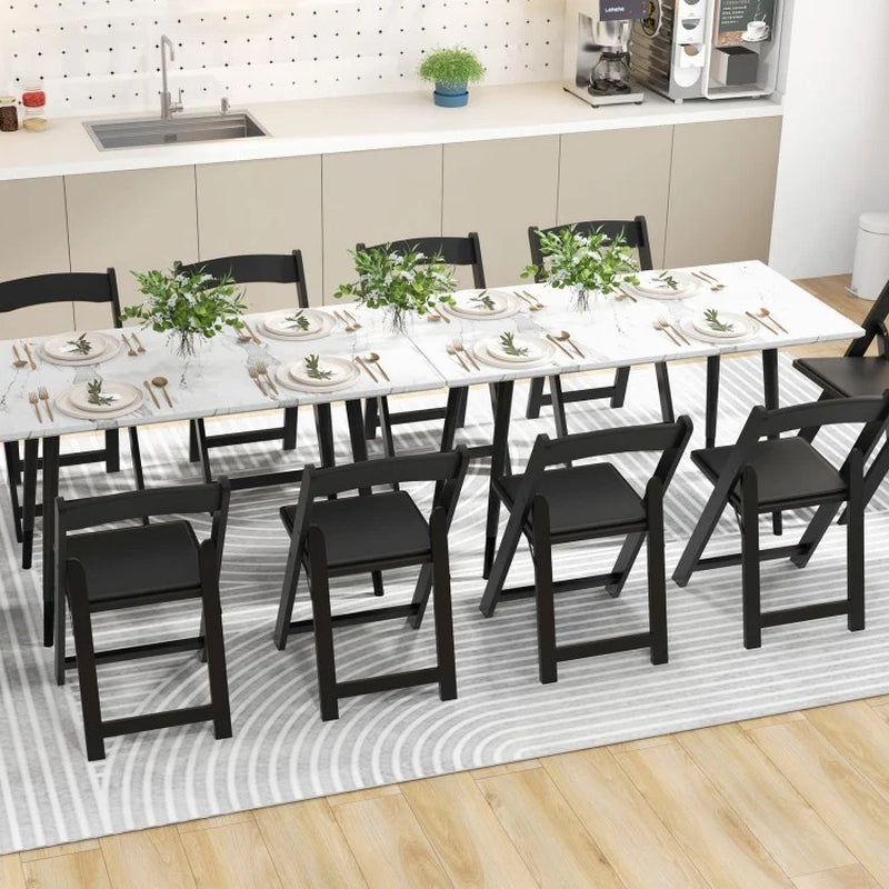 Set of 4 Foldable Dining Chairs with Rubberwood Legs and Cushioned Seats