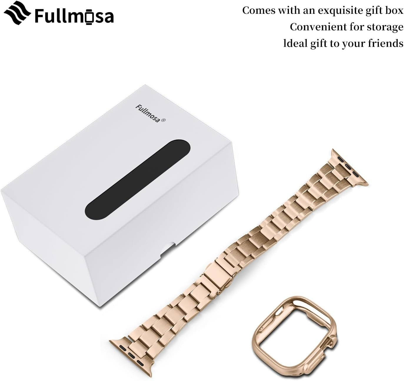 Stainless Steel Apple Watch Band with Case - Compatible with 38mm to 45mm Models, Including Ultra 2 and Series 1-9