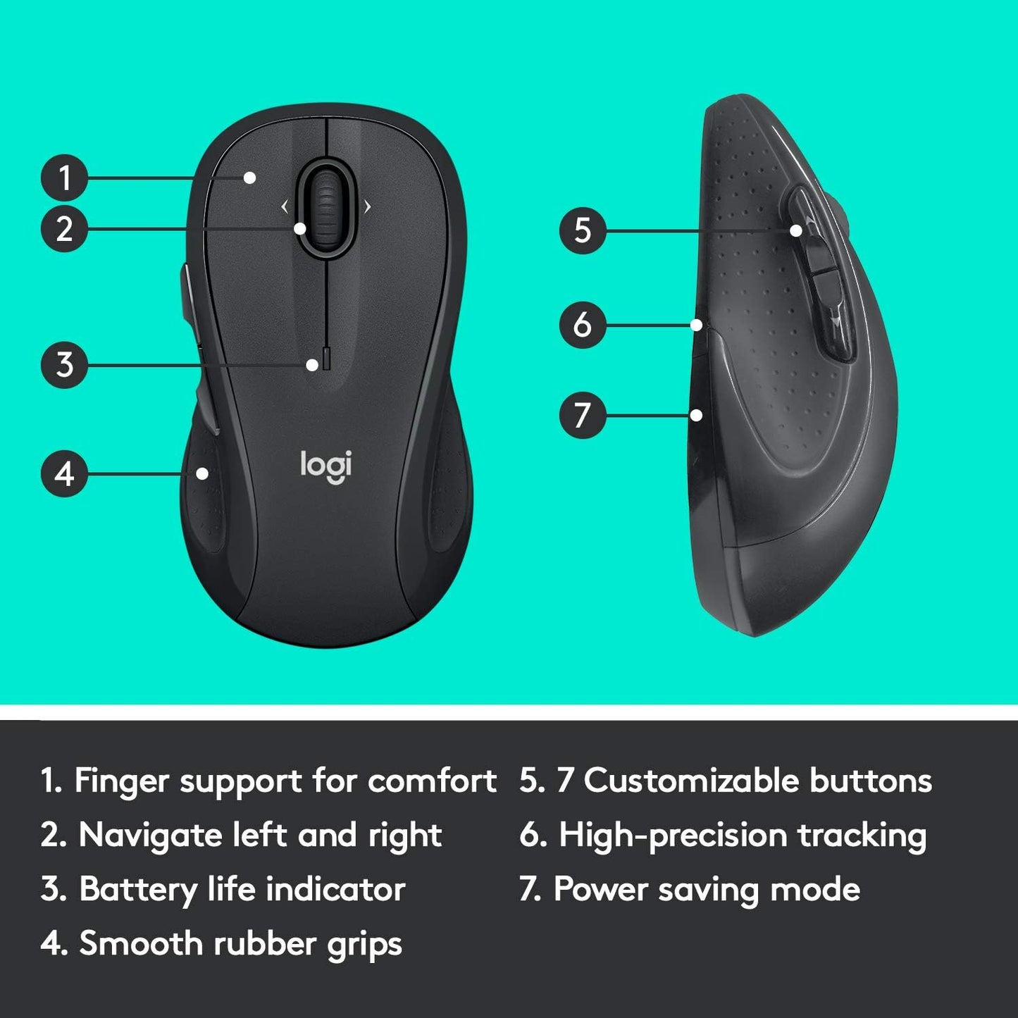 Wireless Computer Mouse with USB Unifying Receiver - Graphite Finish