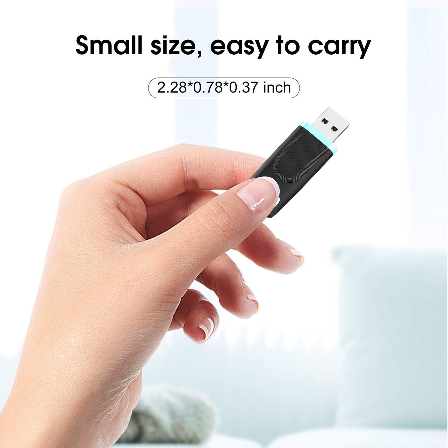 256GB USB 3.0 Flash Drive with Cap Design, Up to 100MB/s Read Speed, Cyan