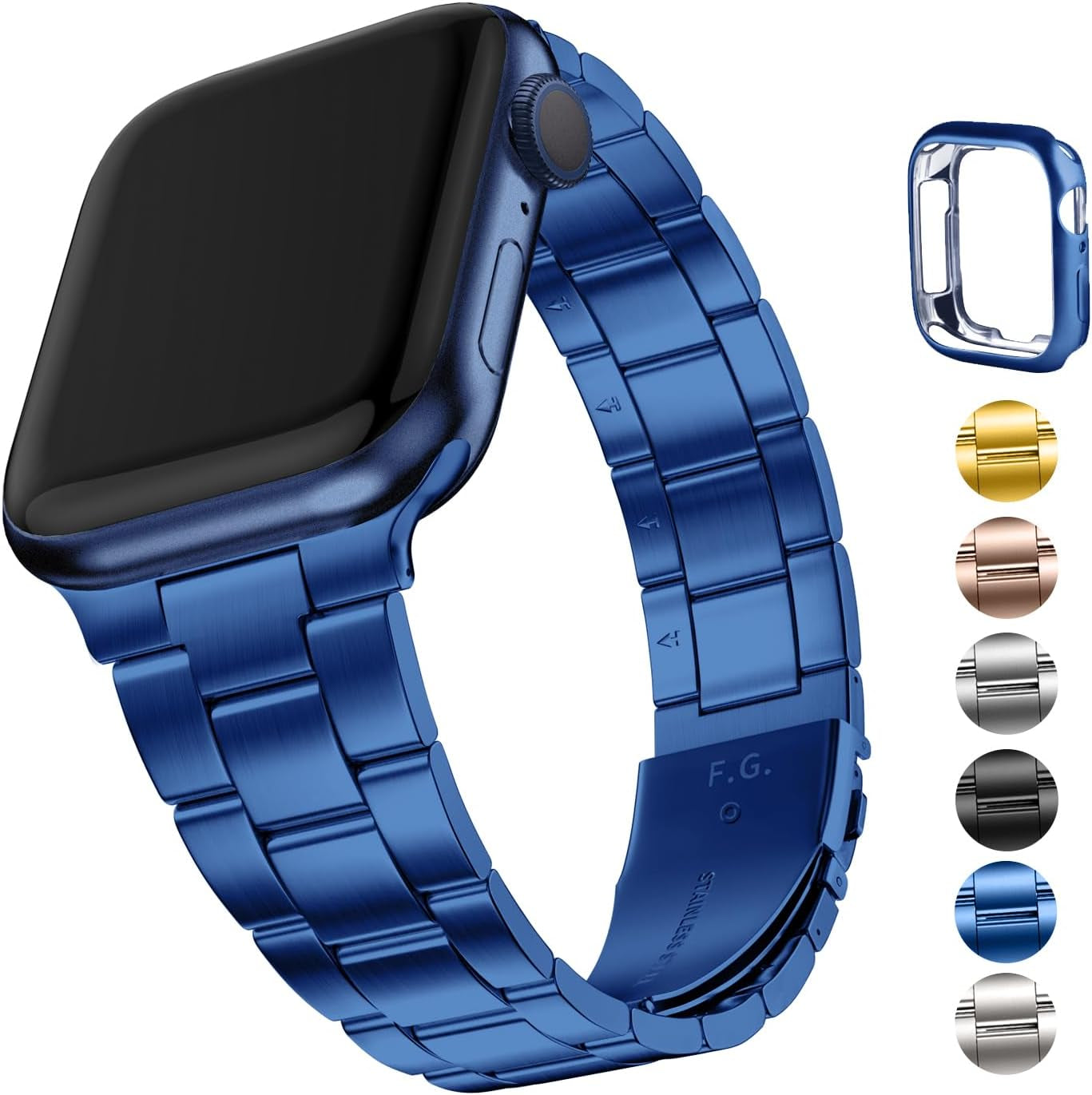 Stainless Steel Apple Watch Band with Case - Compatible with 38mm to 45mm Models, Including Ultra 2 and Series 1-9