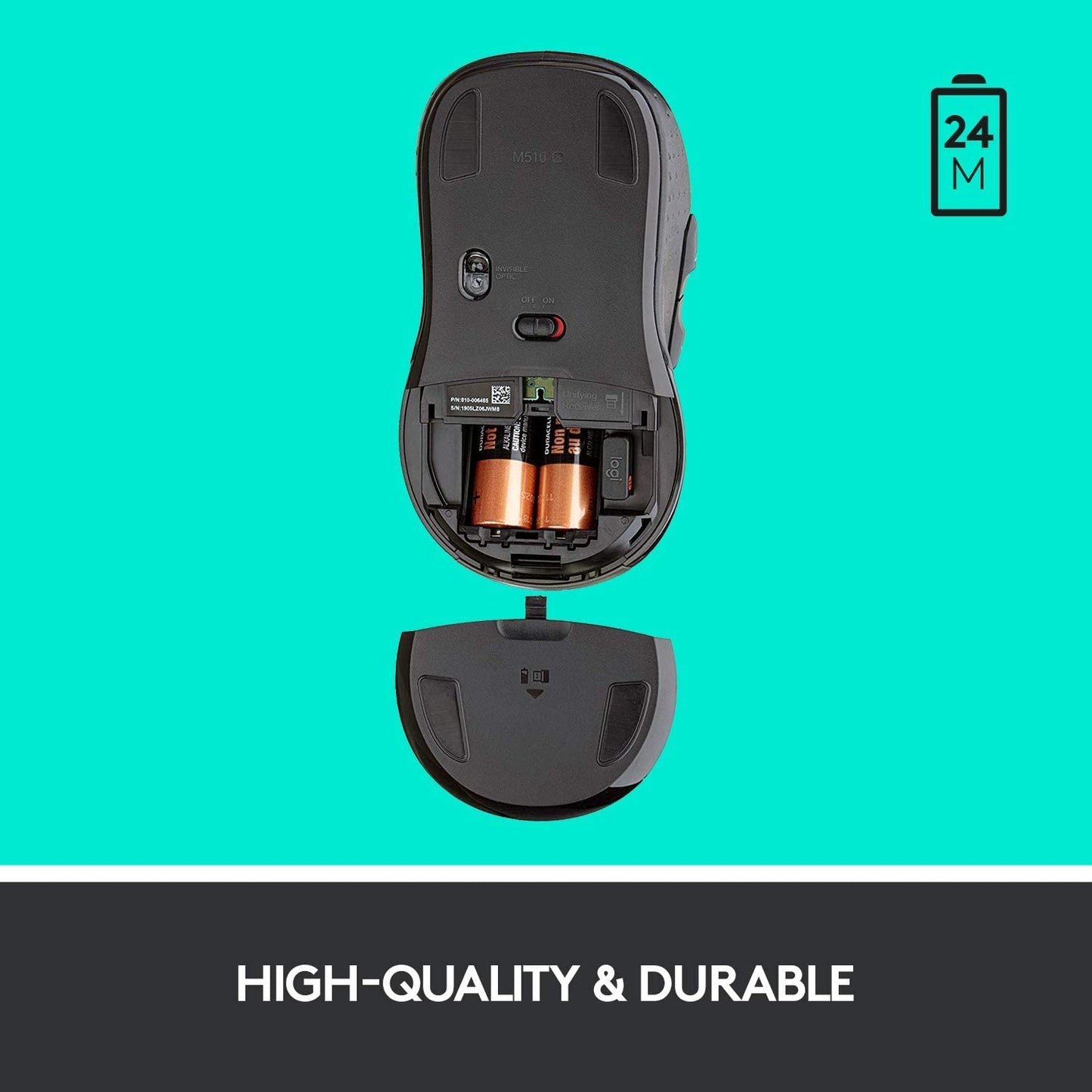 Wireless Computer Mouse with USB Unifying Receiver - Graphite Finish