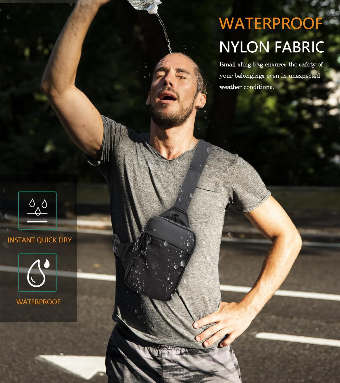 Compact Waterproof Crossbody Sling Bag for Travel - Unisex Casual Design