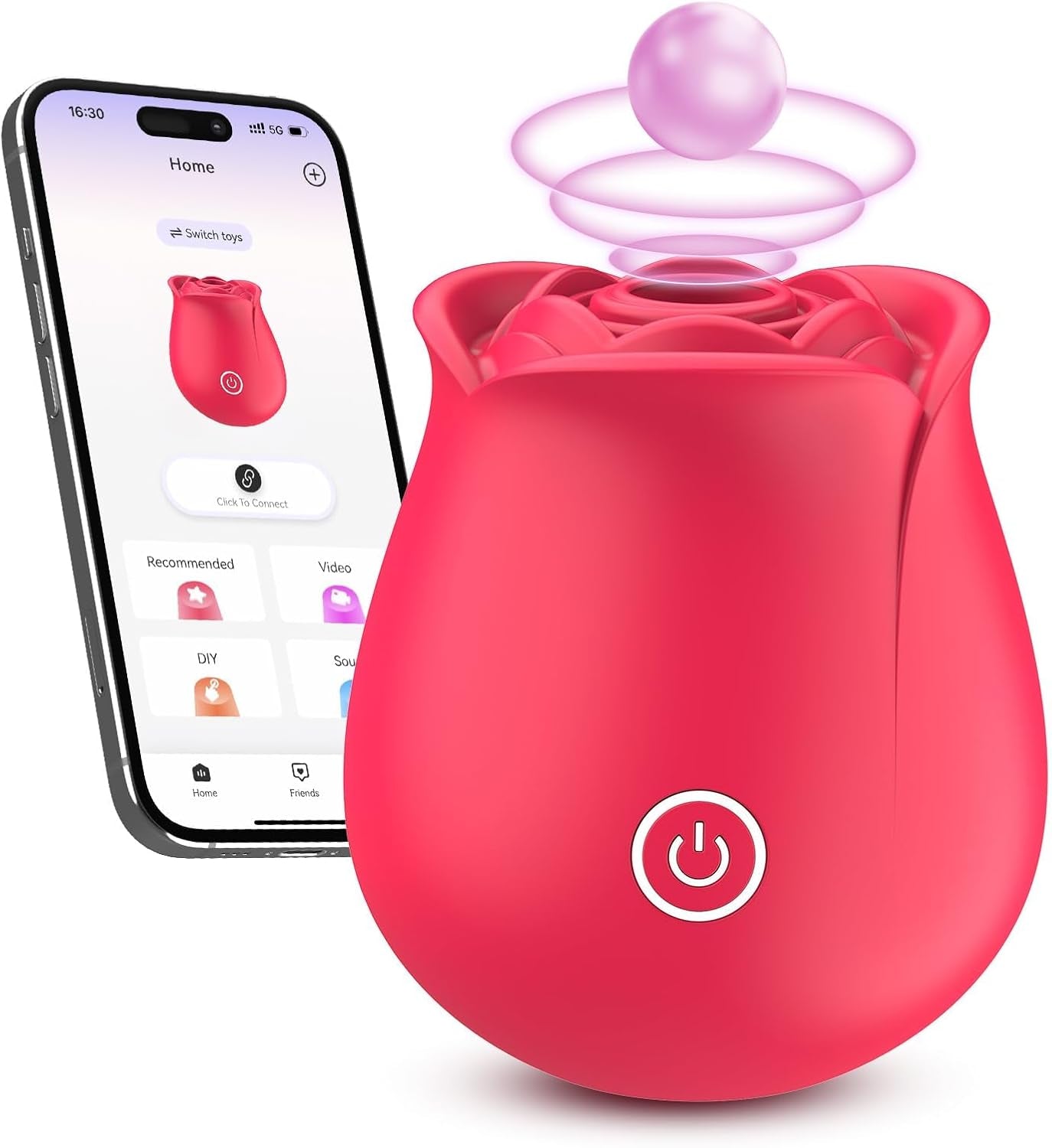 Rose Sex Toys Dildo Vibrators Sucking Sex Toys for Women Clitoral Nipple Stimulator G Spot Vibrators, Suction Vibrator Rose Sucker Sex Toy for Woman Female Couples, USB Rechargeable Adult Toys