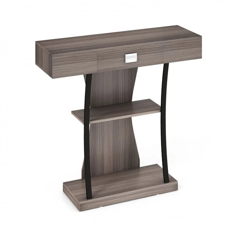 Elegant Console Table with Drawer and Two-Tier Shelving for Entryway and Living Room