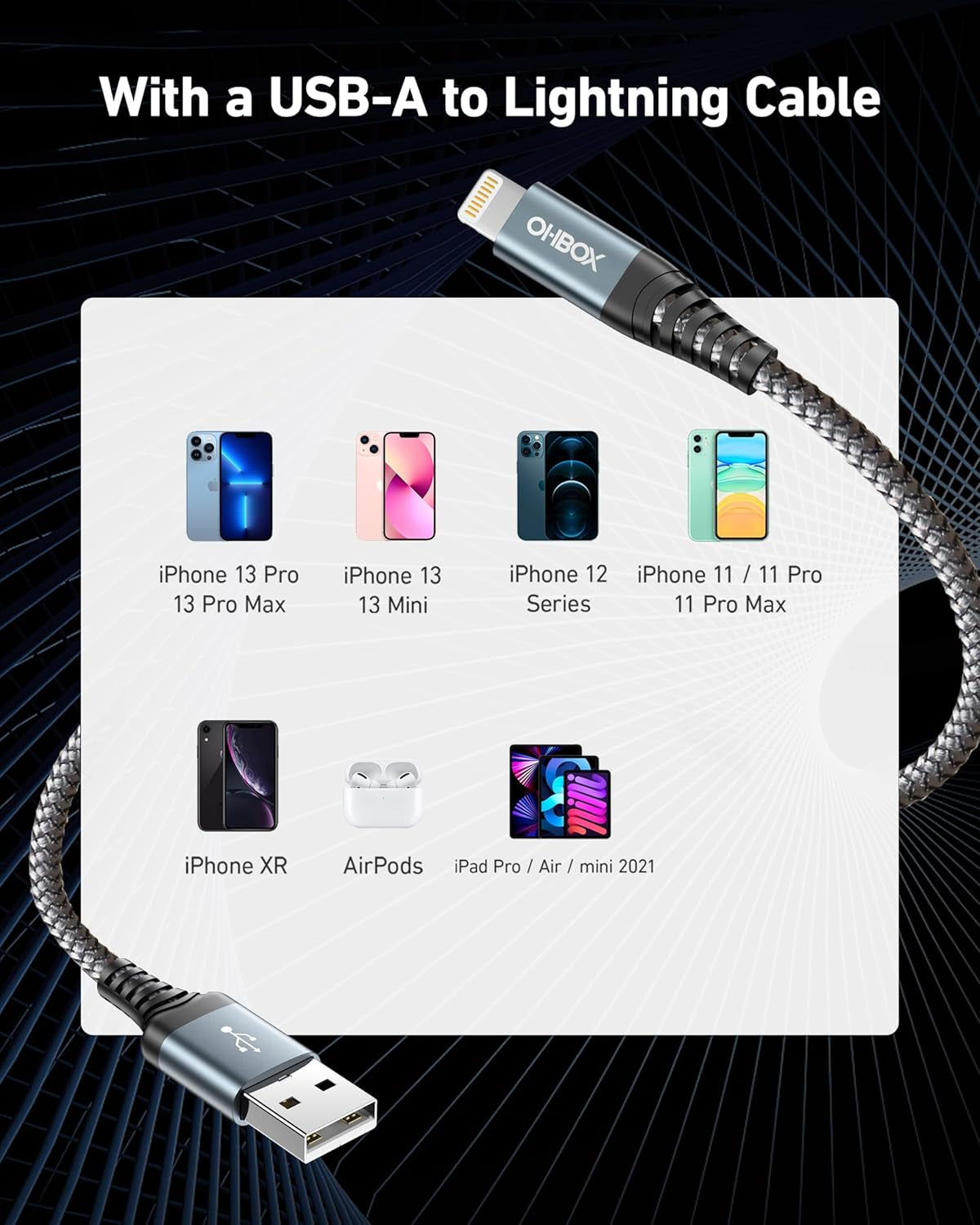 Premium 6FT Braided Lightning Charger Cable - 3-Pack Fast Charging USB Cords Compatible with iPhone