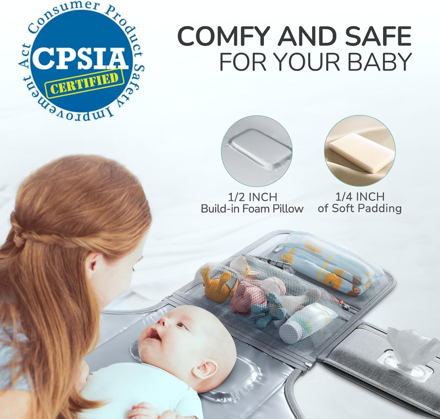 Portable Diaper Changing Pad - Baby, Detachable Travel Changing Pad, Baby Wipes Pocket