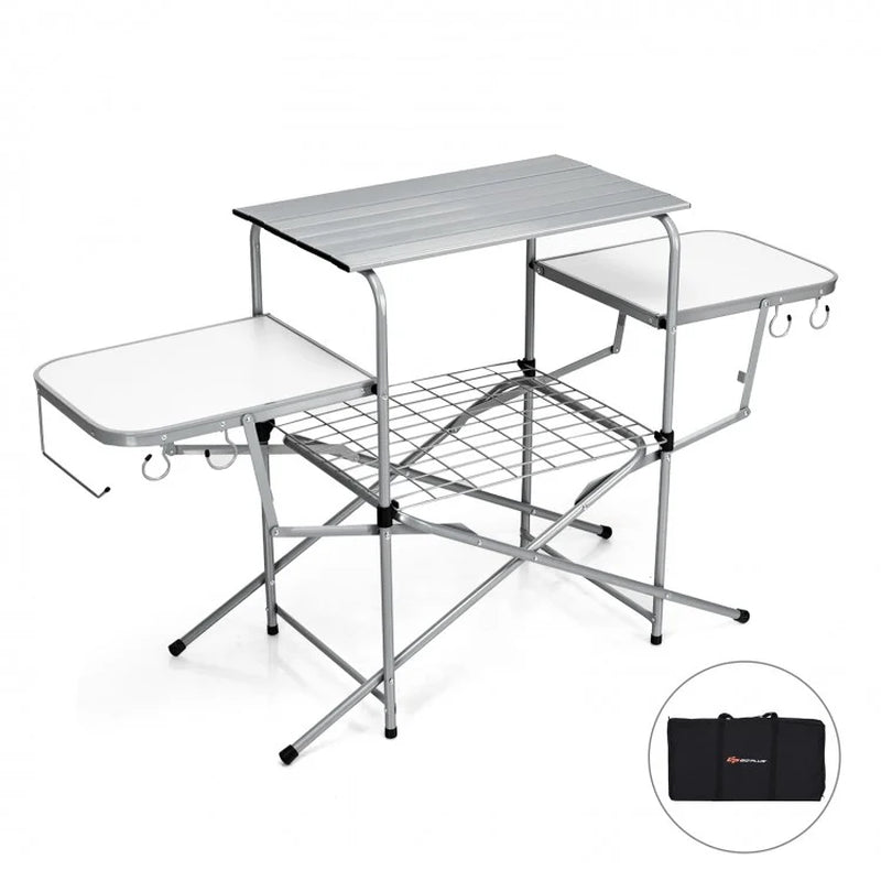 Foldable Outdoor Barbecue Table and Grilling Stand