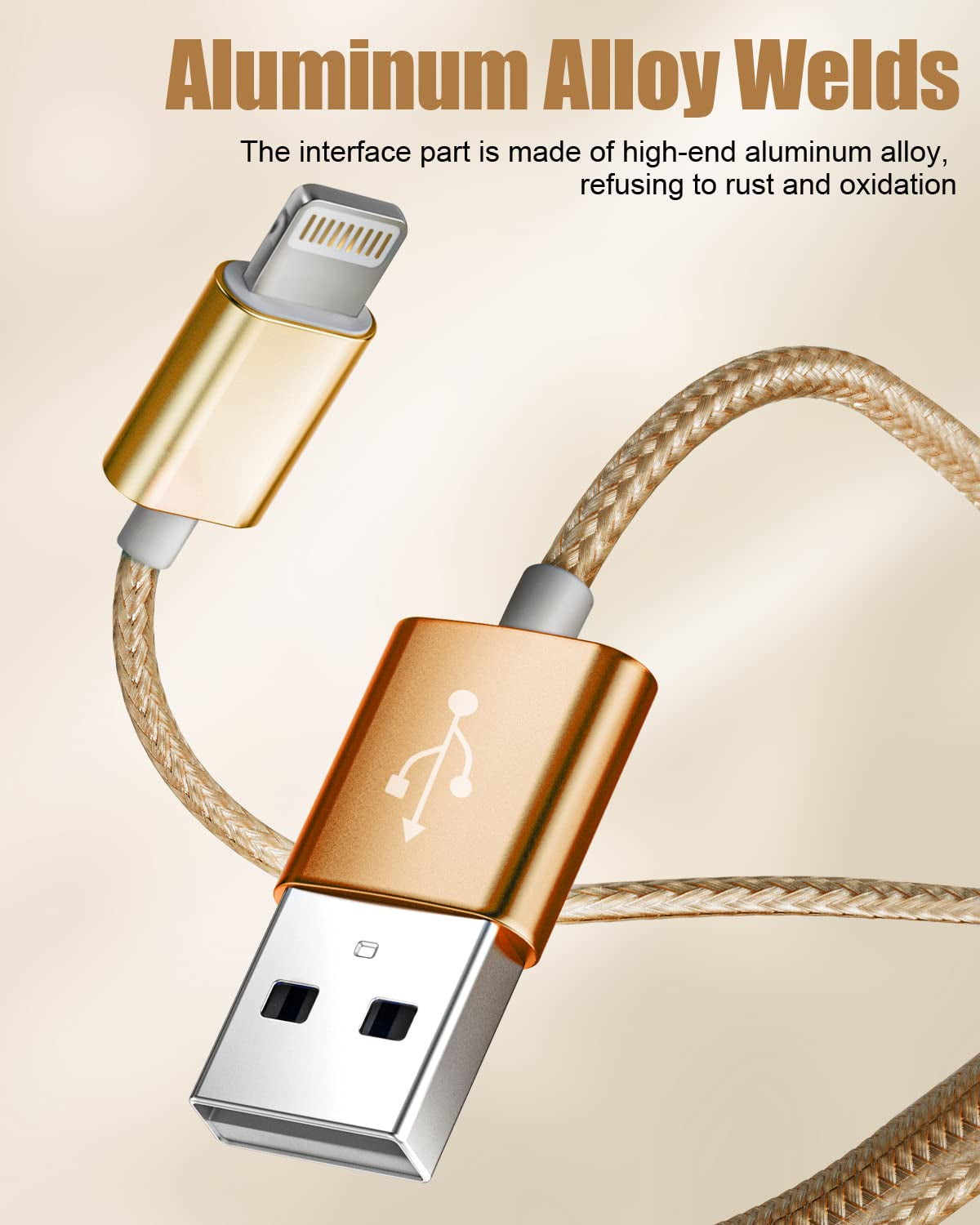 iPhone Charger Cable Set, 5-Pack (3ft, 6ft, 10ft) MFi Certified Nylon Braided Lightning Cables - iPhone 14, 13, 12, 11, XS Max, XR, X, 8, 7, 6S Plus, Compatible - iPad and AirPods