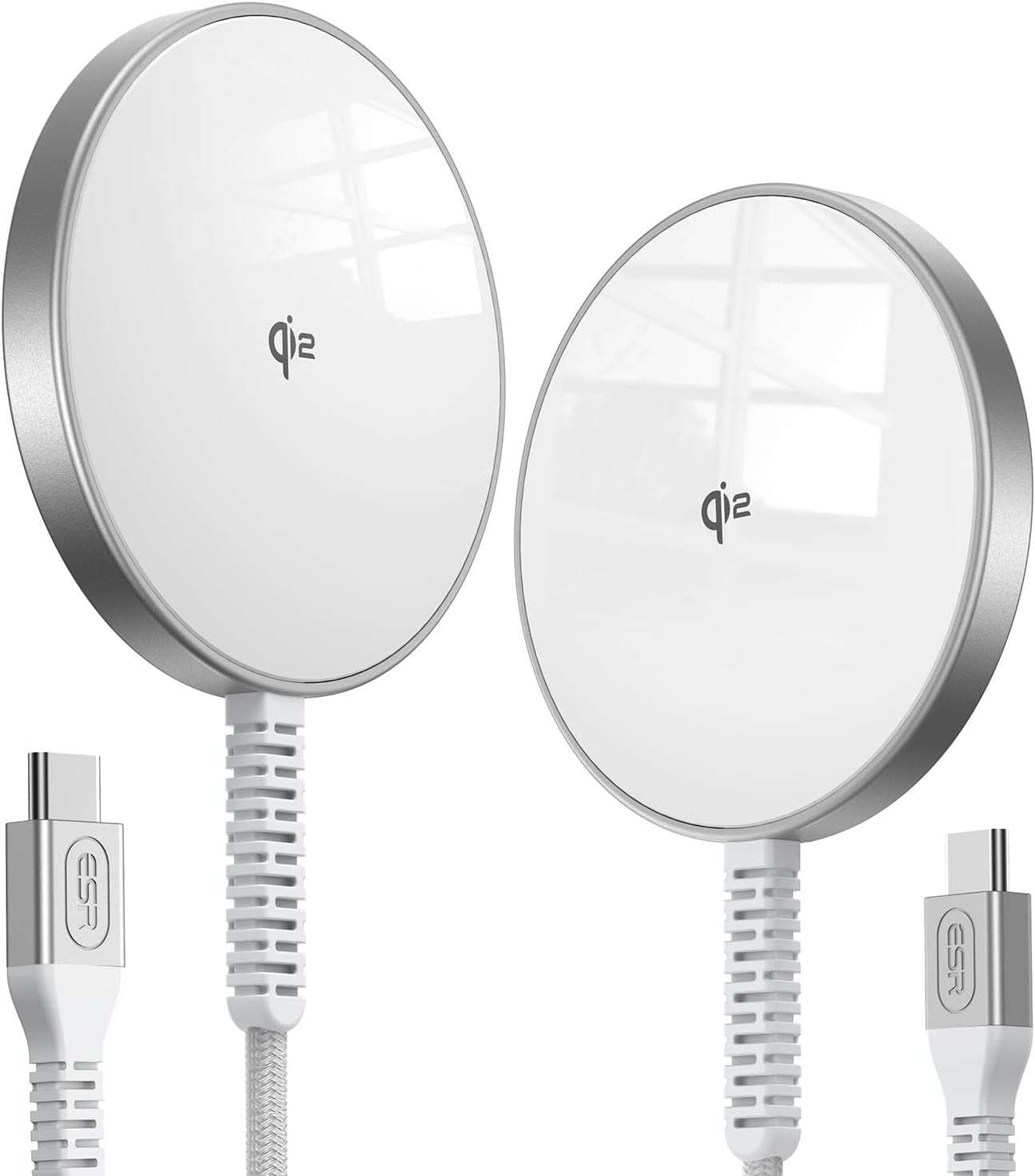Wireless Charger for MagSafe (Halolock) for iPhones - Featuring Strong Magnetic Lock, Silver