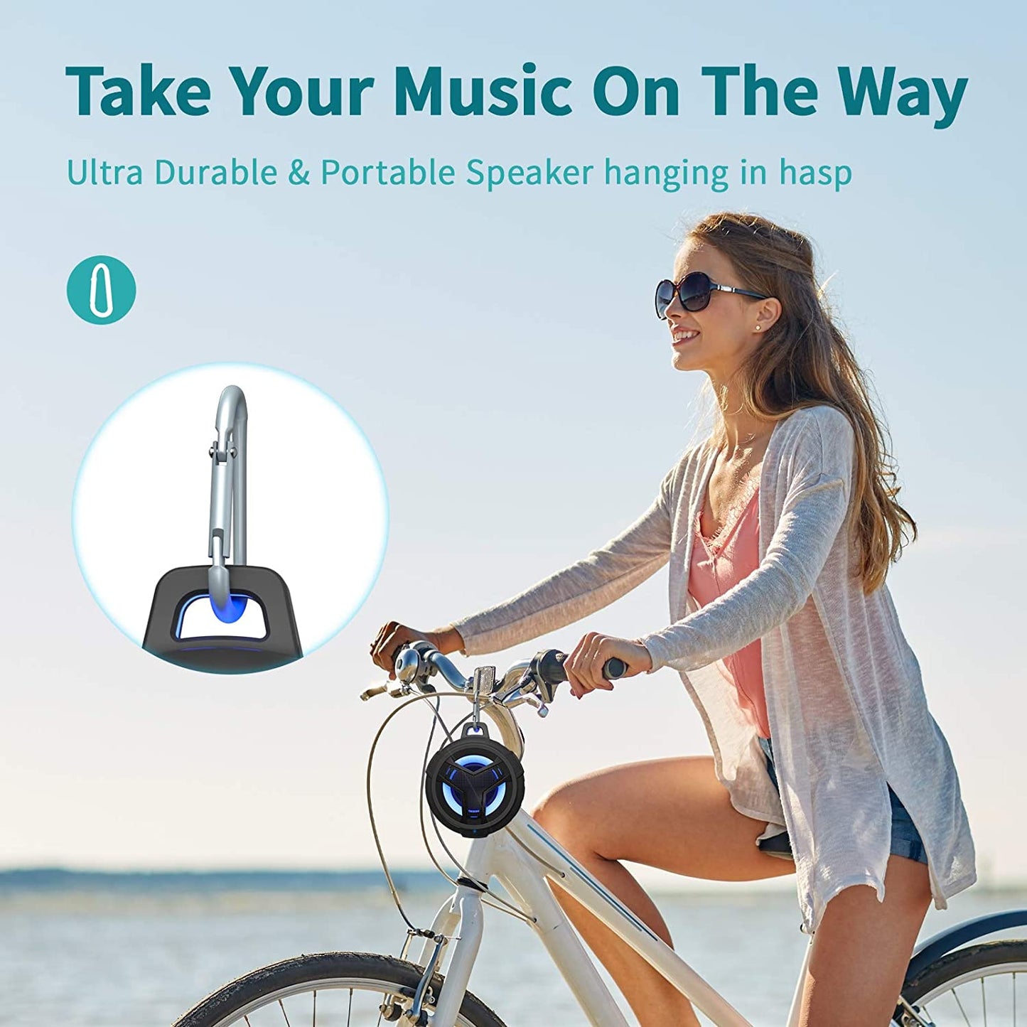 Bluetooth Shower Speaker - Portable IP67 Waterproof Wireless Speaker with LED Light, Floating Design, 2000mAh Battery, True Wireless Stereo for Outdoor Activities - Black