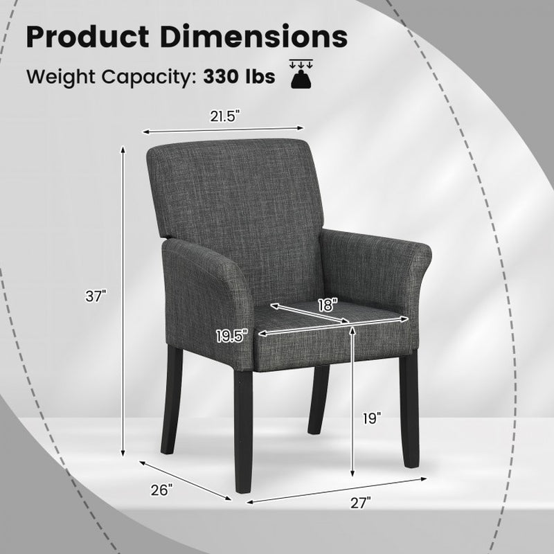 Executive Guest Armchair with Fabric Upholstery and Rubberwood Legs