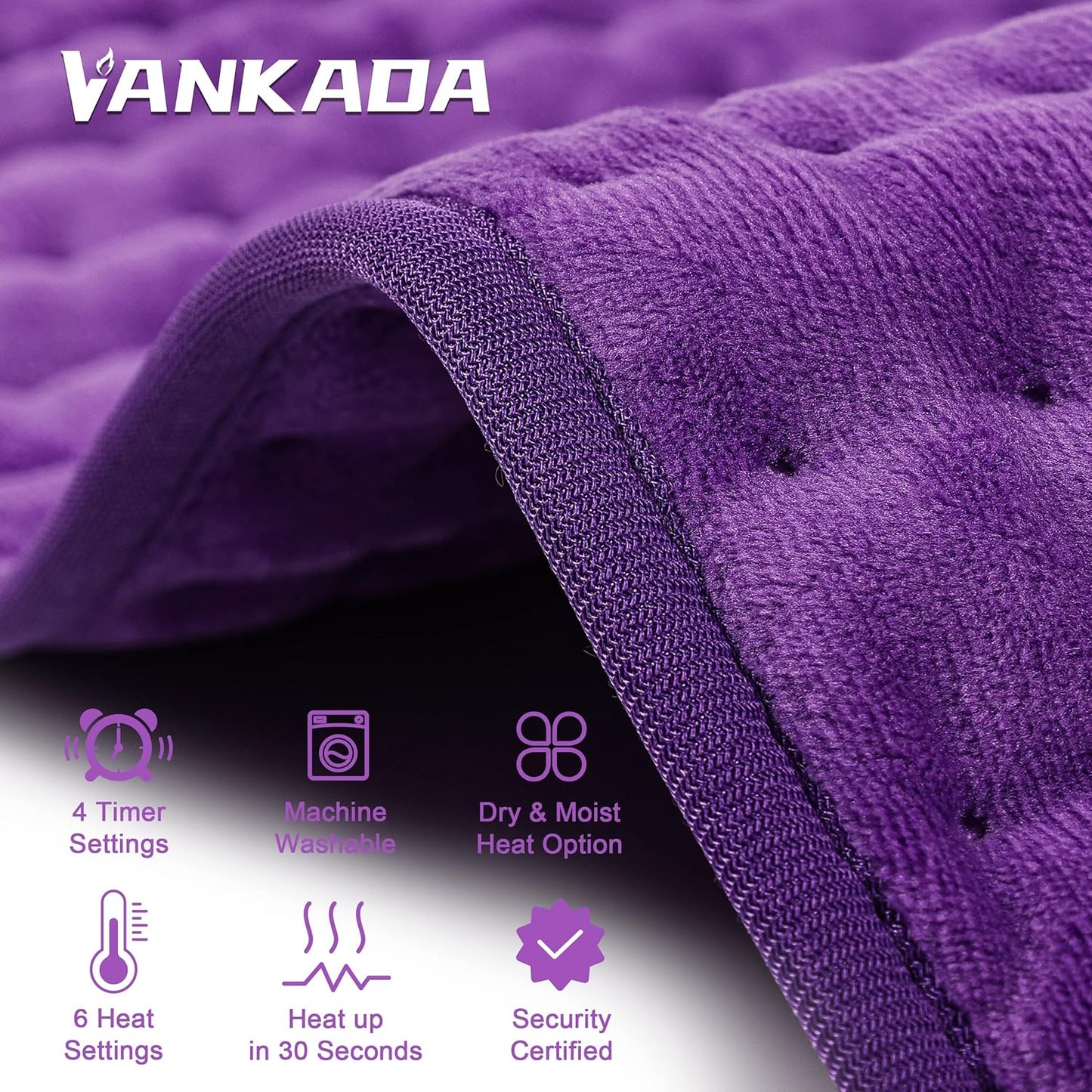 Electric Heating Pad with Moist and Dry Heat Options, Adjustable Temperature and Timer Settings