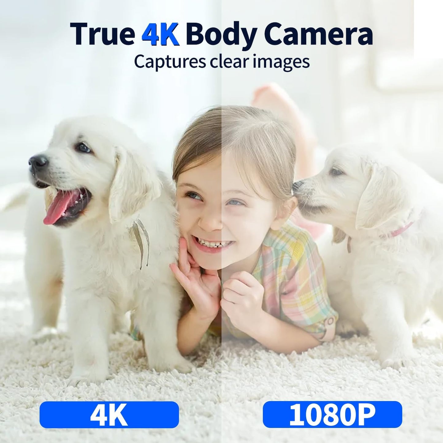 4K HD Mini Body Camera with 128GB Memory Card - Wearable Camcorder - Portable with Back Clip