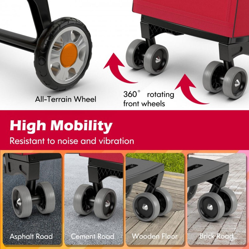 Folding Utility Shopping Cart with Swivel Rolling Wheels