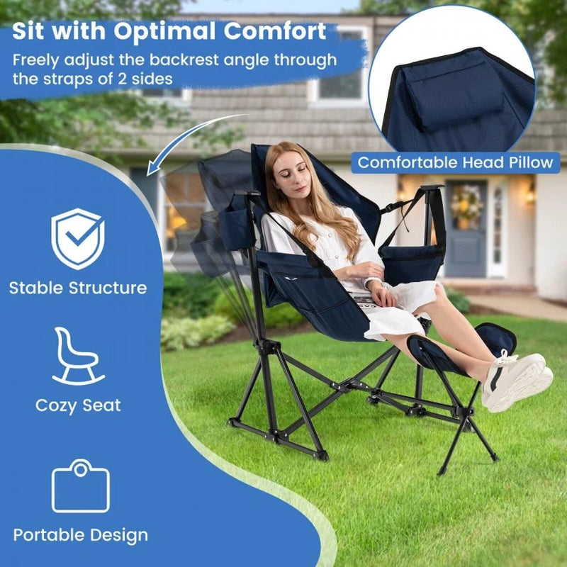 Hammock Camping Chair with Adjustable Footrest and Portable Carrying Bag