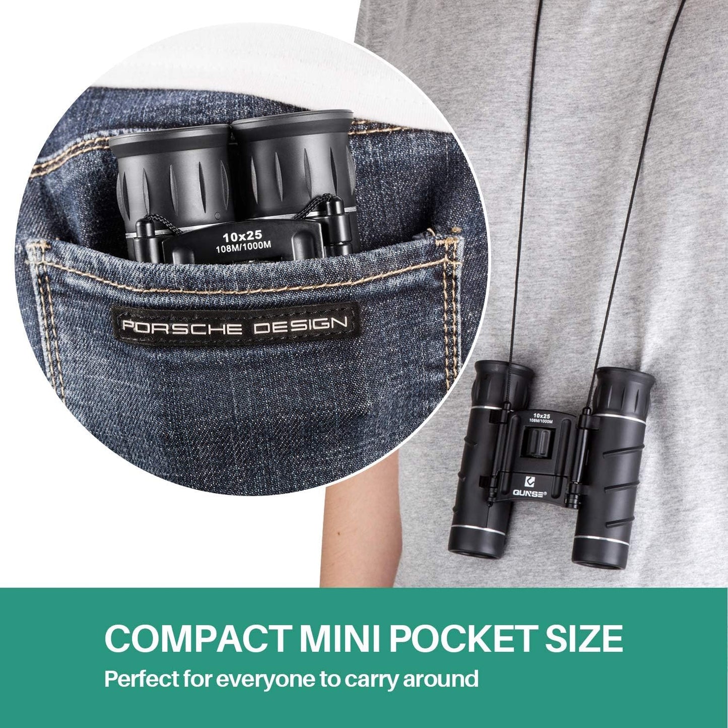 Compact 10x25 Waterproof Binoculars for Bird Watching, Travel, and Outdoor Activities - Mini Pocket Design for Adults and Kids