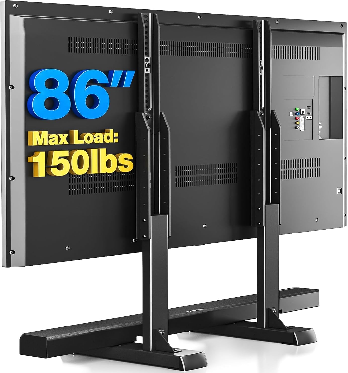 Height Adjustable Table Top TV Stand for 24 to 86 Inch Flat or Curved TVs, Supports up to 150 lbs, VESA 800x600mm, Black