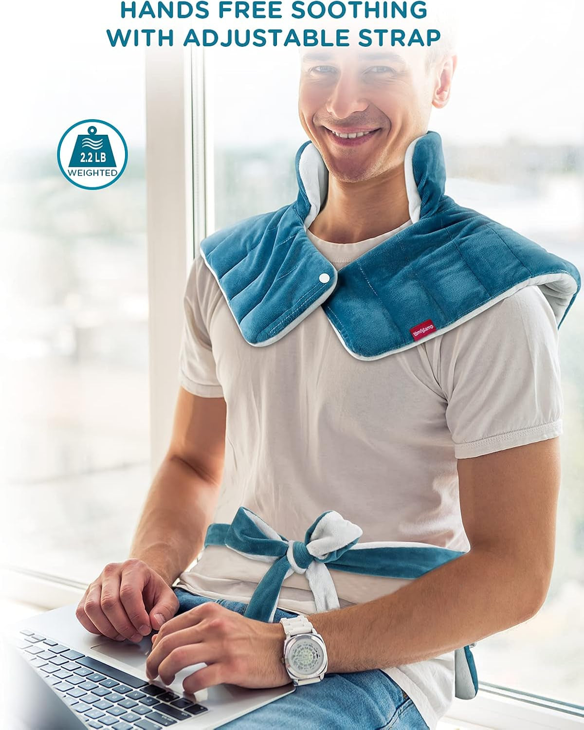 XXL Large Electric Heating Pad for Back, Neck, and Shoulders - 22" x 33", 3 Heat Settings, 2-Hour Auto Shut Off, Machine Washable - Blue