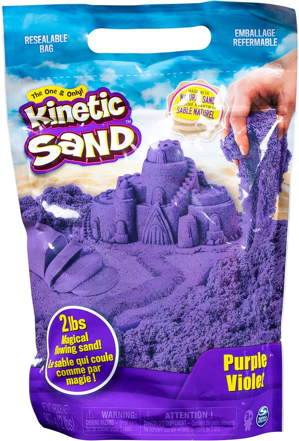 , 2Lb Pink Play Sand in Resealable Bag, Moldable Sensory Toys, Christmas Gifts for Kids Ages 3+