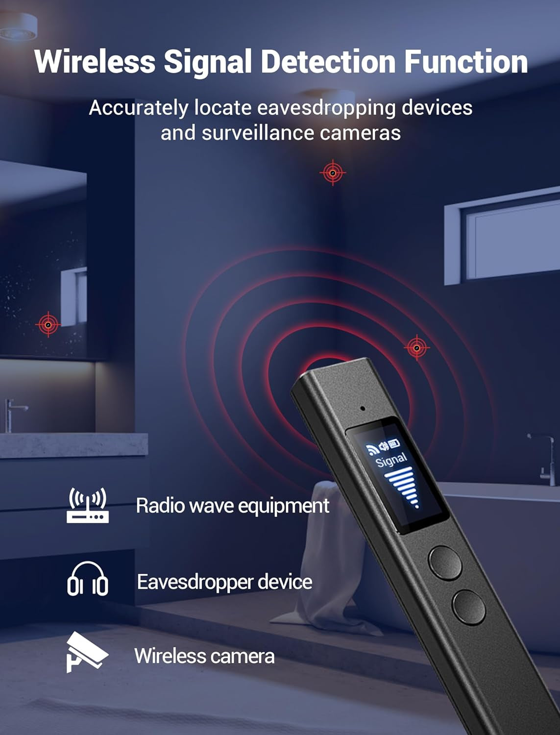 Hidden Camera and Bug Detector: Anti-Spy and GPS Tracker Detection for Travel, Home and Commercial Use