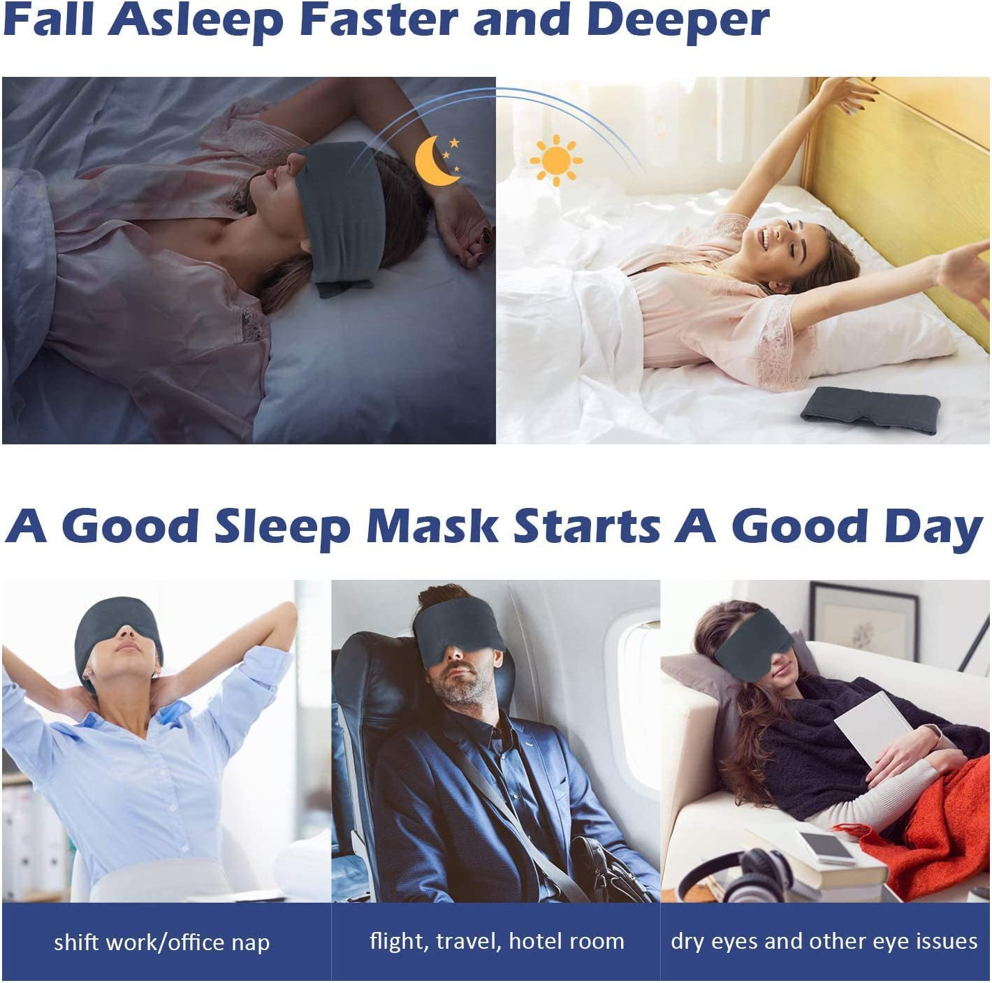 Sleep Eye Mask - Luxurious Modal Fabric & Complete Light Blockage,100% Handmade with Adjustable Strap, Full Coverage