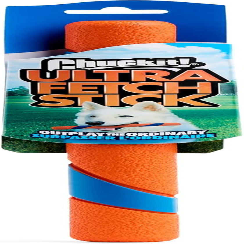 12-Inch Fetch Stick Outdoor Dog Slobber Free Pet Toy for All Breeds-Ring Chaser, Interactive, Indestructible Toy