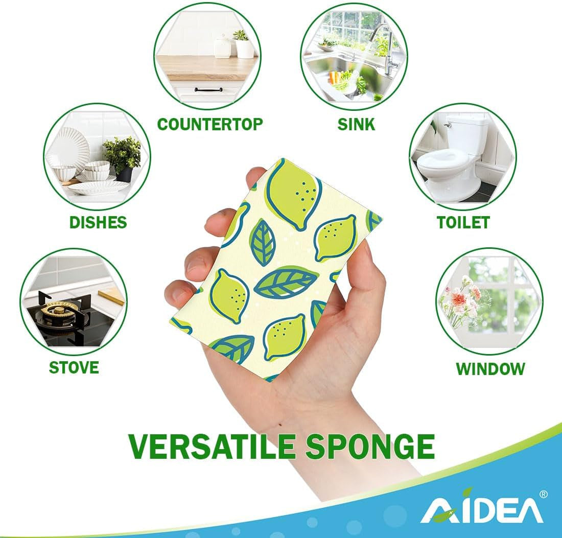 Non-Scratch Scrub Sponges for Kitchen and Household Cleaning - 24 Count, Ideal for Non-Stick Cookware and Dishes, Fast-Cleaning Cellulose Sponges