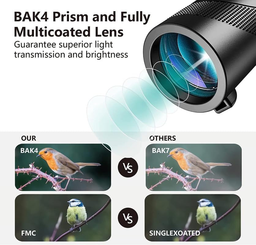 High-Powered 80X100 Monocular Telescope with Smartphone Adapter and Tripod for Bird Watching