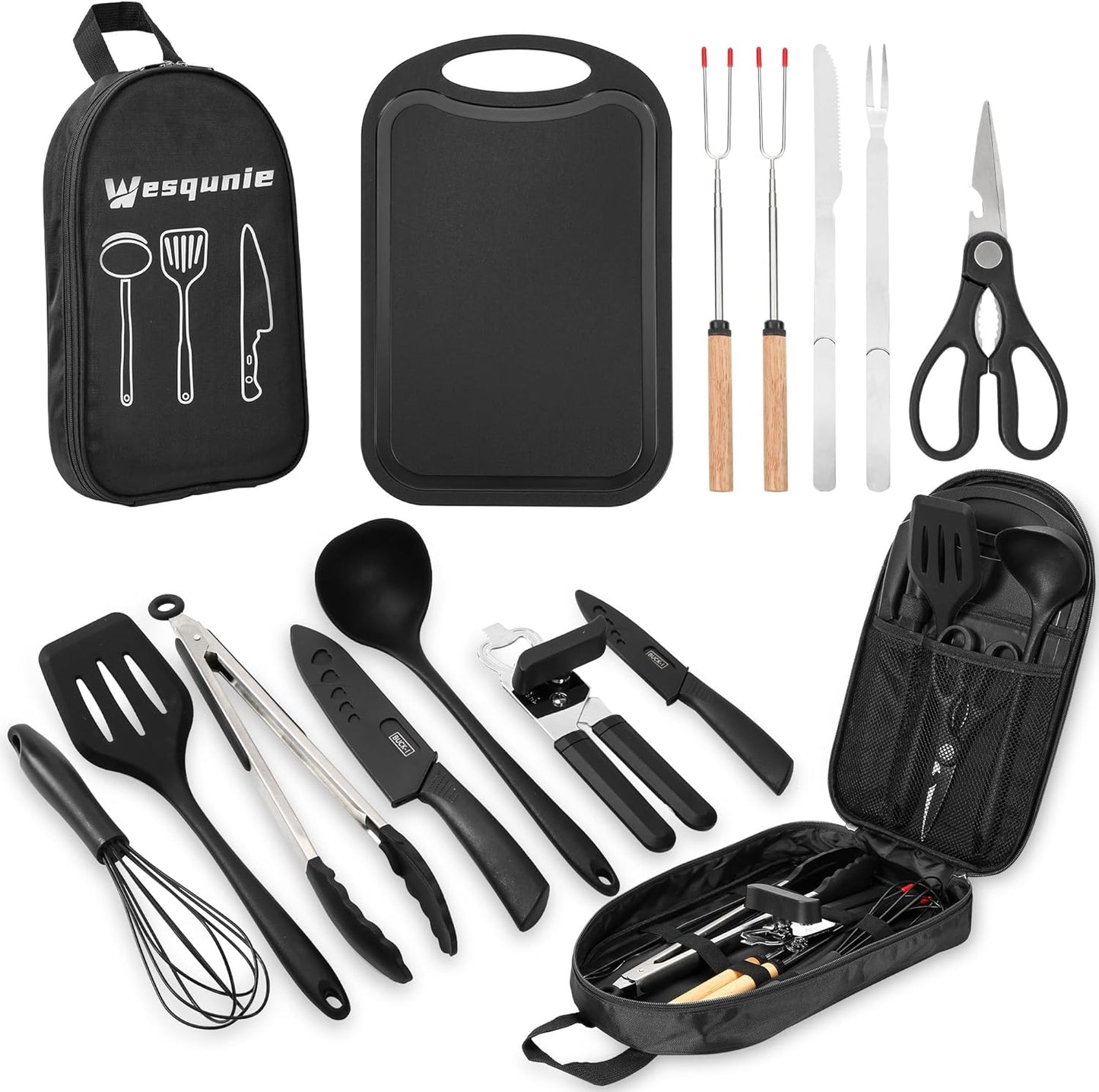 Camping Cooking Cookware Set - Essential Utensils and Accessories for Outdoor Cooking and BBQ, Ideal for Backpacking and Camping Gear