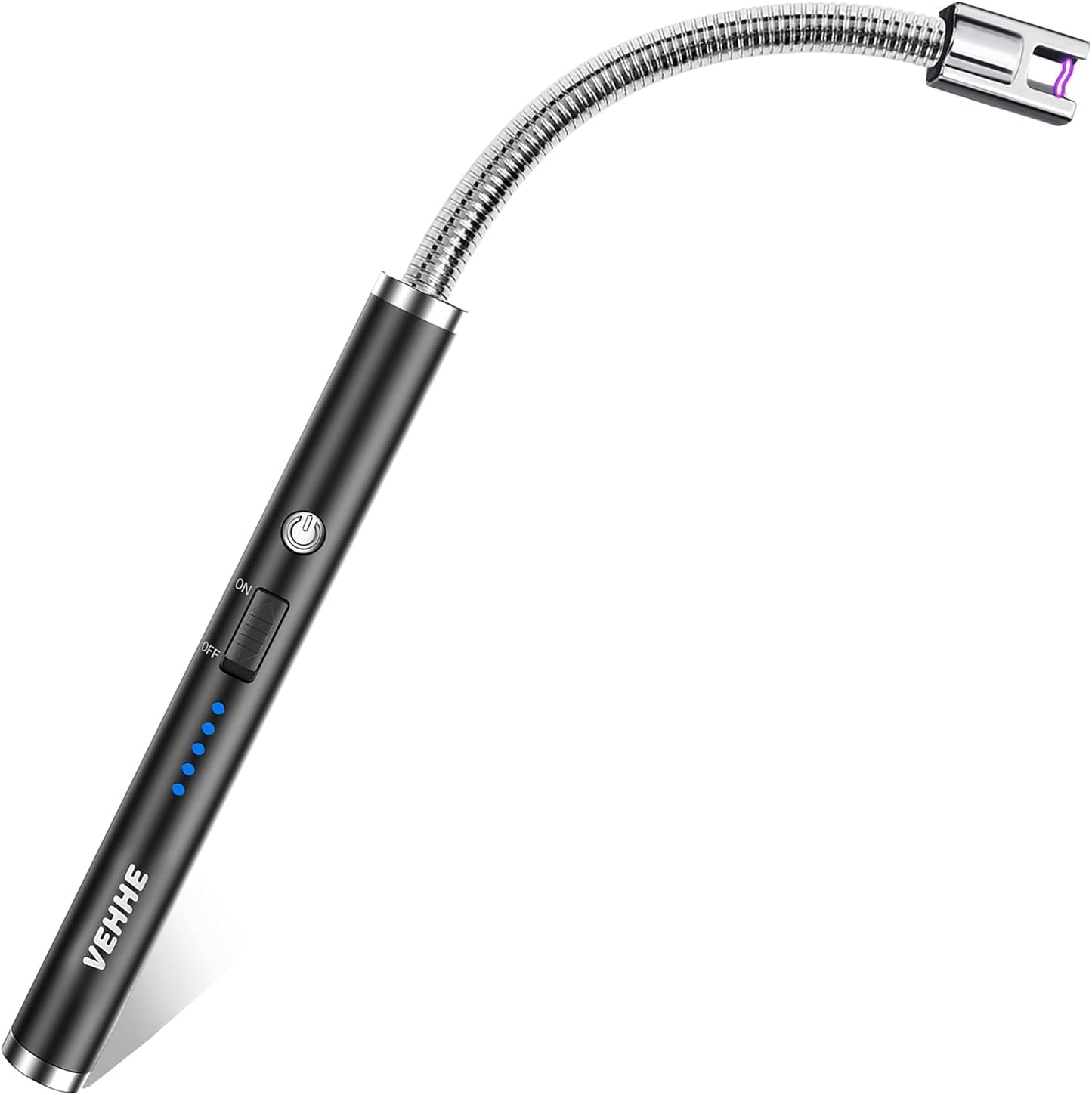 USB Rechargeable Electric Lighter with 360° Flexible Neck and LED Display, Flameless and Windproof, Ideal for BBQ, Camping, and Fireworks