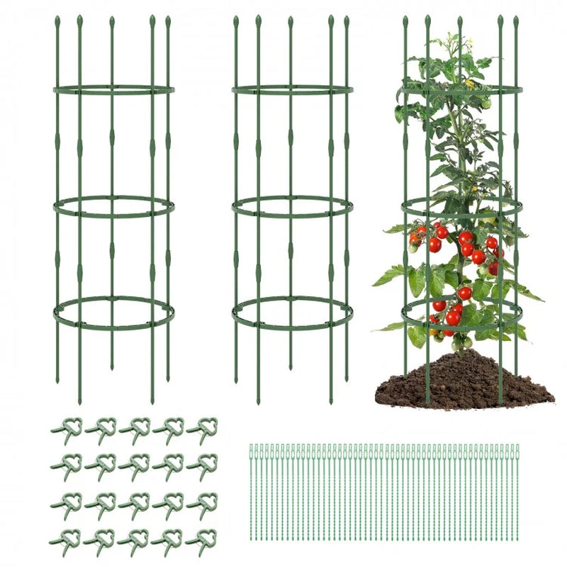 3-Pack Garden Trellis Plant Support Stands, 40/60 Inches Tall with Clips and Ties