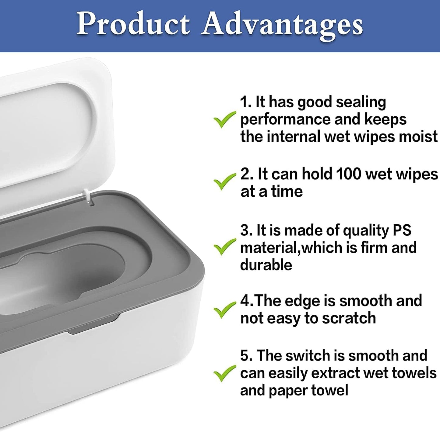 3-Pack Baby Wipes Dispenser with Lids, Refillable Sealing Design Wipes Holder for Bathroom Tissues