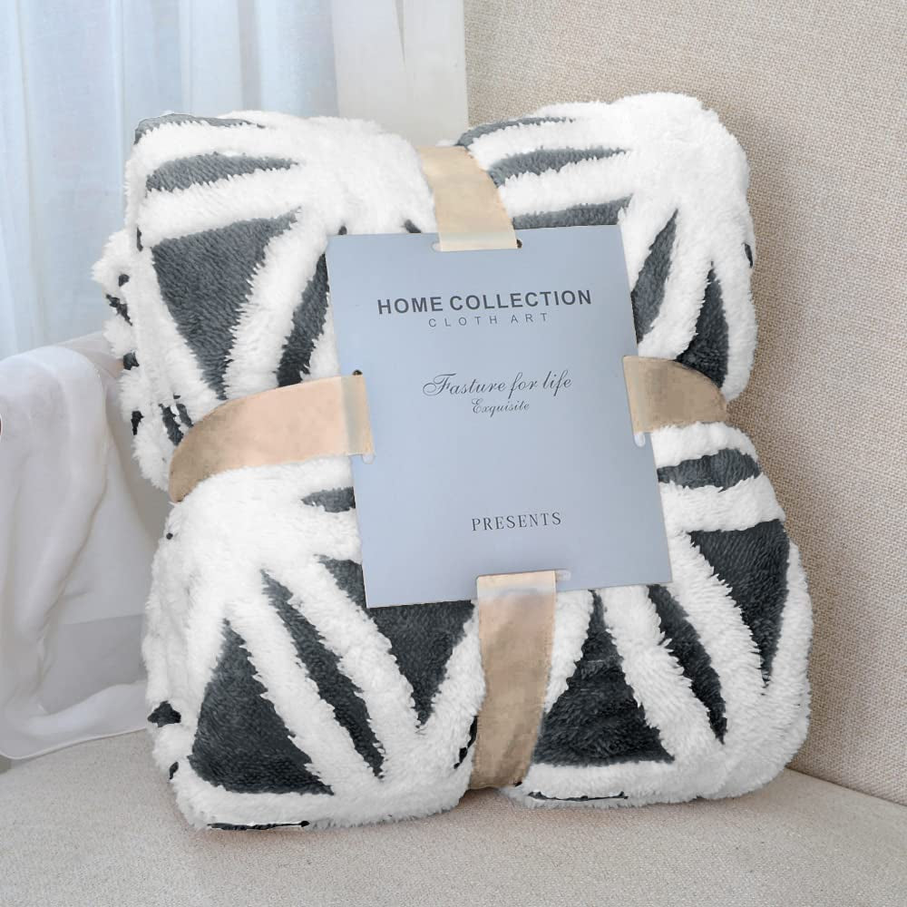 Dual-Sided Sherpa Fleece Throw Blanket - Soft and Cozy Bed Blanket for Couch and Sofa (Grey, 51" x 63")