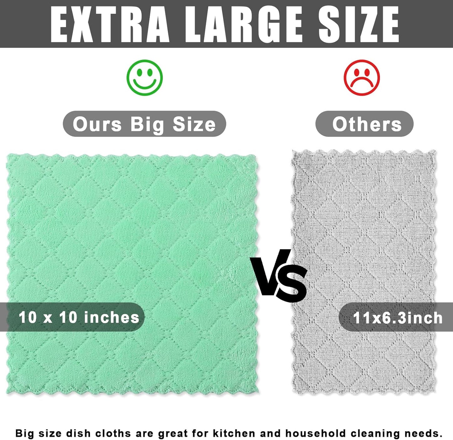 Microfiber Cleaning Cloths - 12 Pack, Ultra Soft & Absorbent Kitchen Towels, 10" x 10", Lint-Free Reusable Cloths