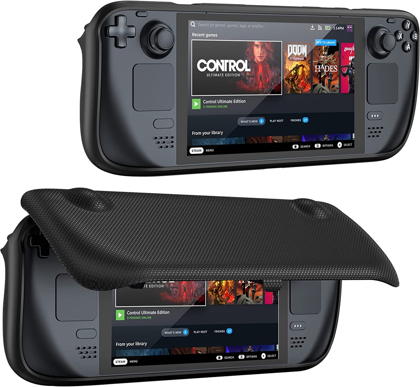 Flip Case for Steam Deck/Steam Deck OLED (2023) - Enhanced Protective Cover with Magnetically Detachable Front Shell - Black
