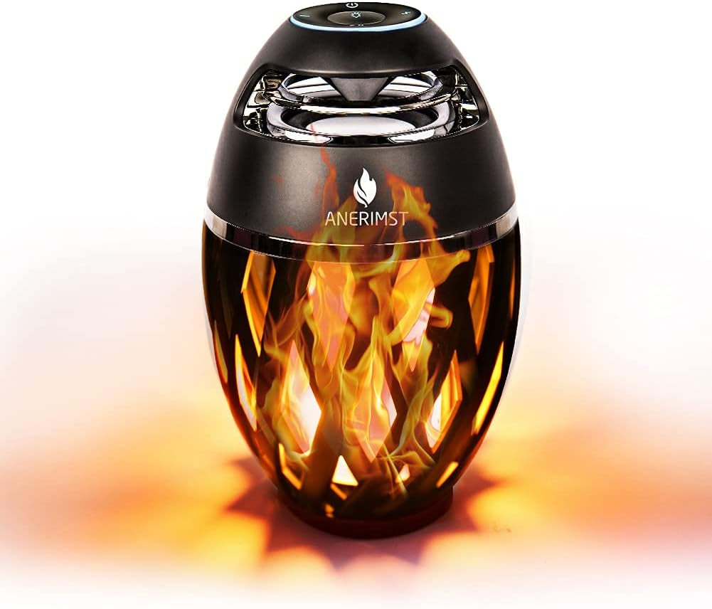 Outdoor Bluetooth Speaker with Flame Effect, Waterproof Wireless Speaker with LED Torch Light, 5W Stereo Sound, Ideal for Garden and Porch Gatherings, Bluetooth 5.0